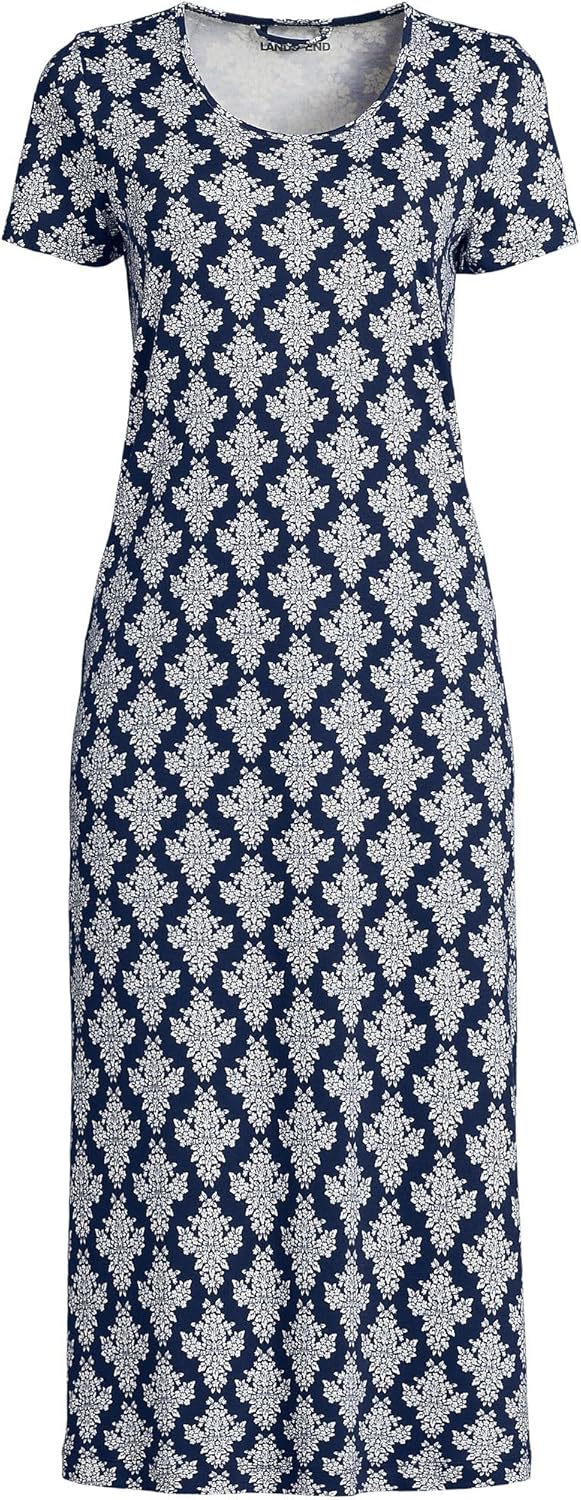 Lands' End Women's Cotton Short Sleeve Midcalf Nightgown