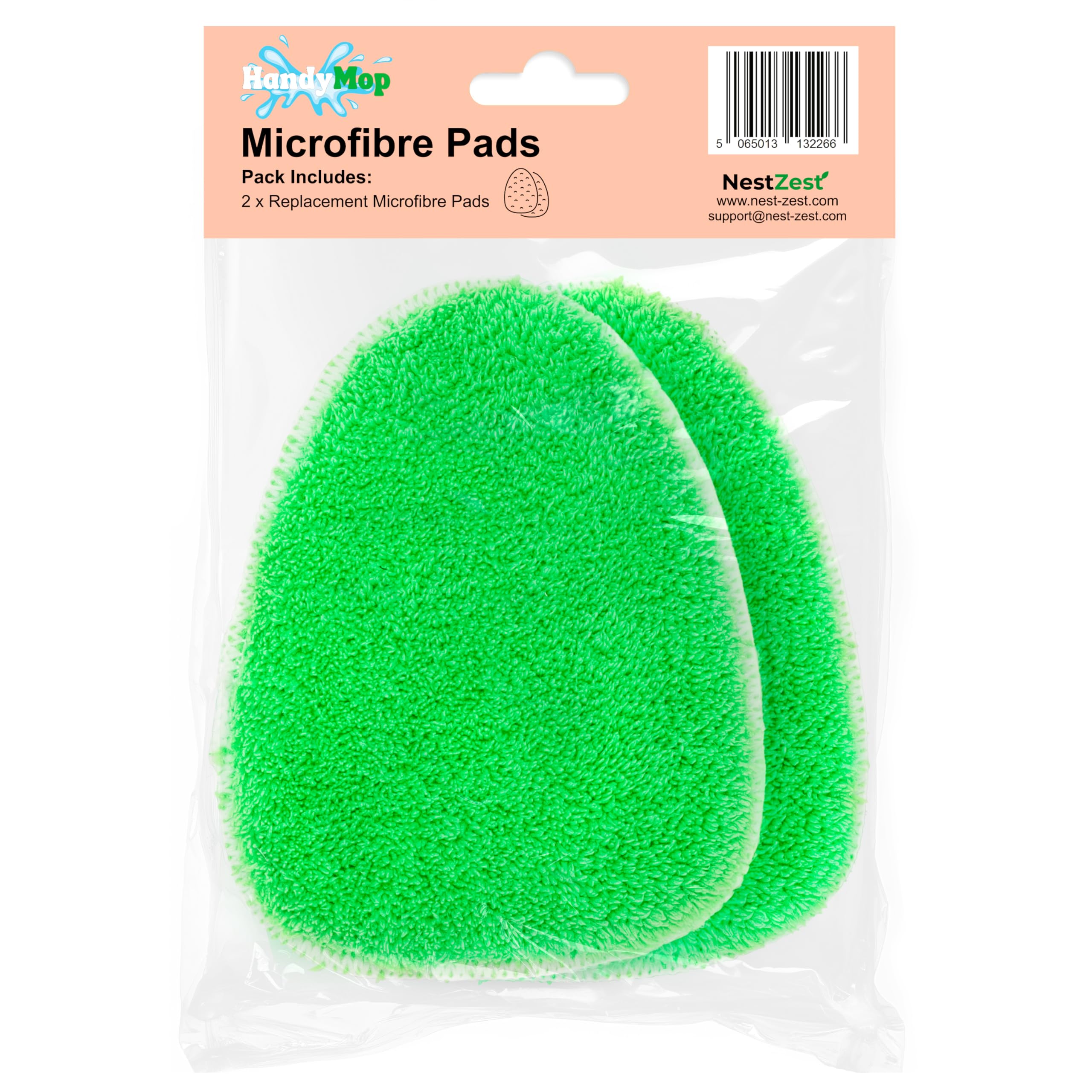 Nest Zest Green Handy Mop Replacement Microfibre Pads 2 Pack. Ultra Soft, Absorbent, Multi-Surface And Scratch Free. For Use With The Handymop. Pack Of 2.