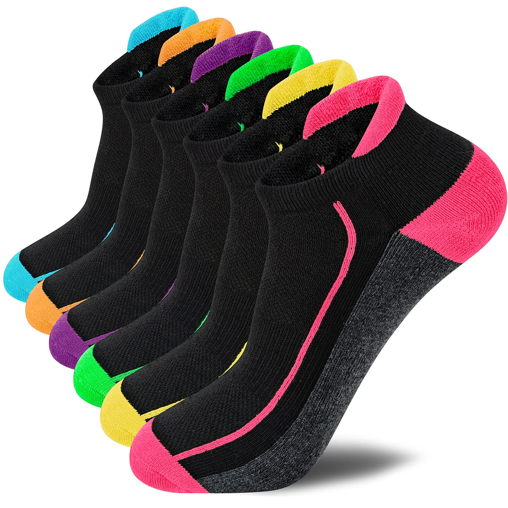 Wostock Calzini Sportivi da Donna 35-40,Calzini da Corsa da Donna 6 Paia,Sportive Calze Alla Caviglia,Multicolore