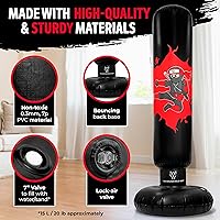 Vista 8 de THB Punching Bag for Kids - Inflatable Punching Bag with Boxing Gloves for Kids Age 3-8, 63” Ninja Boxing Bag with Electric Air Pump to Practice