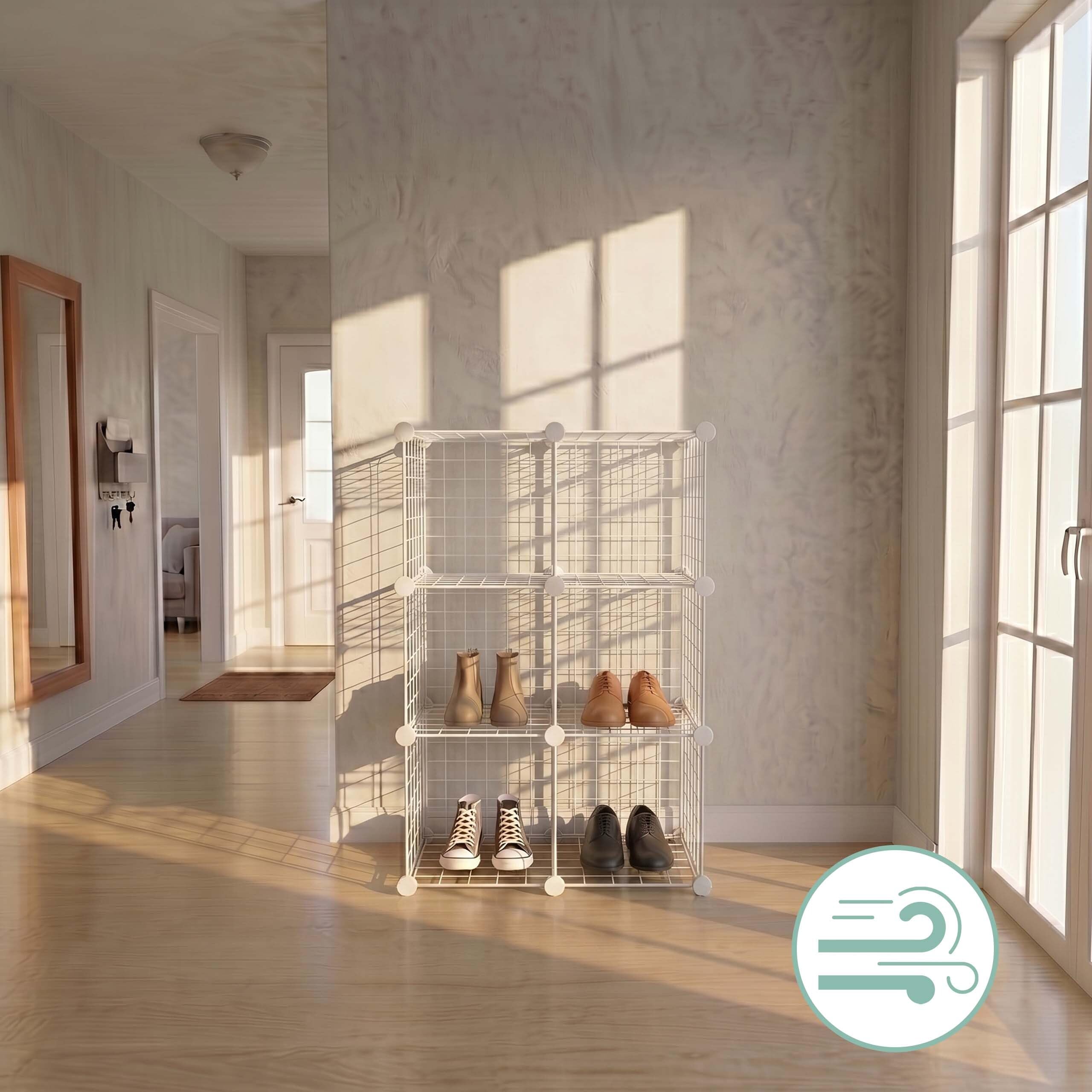 Relaxdays estantería Modular de Cubos, 6 Cubos, DIY, 110x37x75 cm, Rejilla metálica, Blanco
