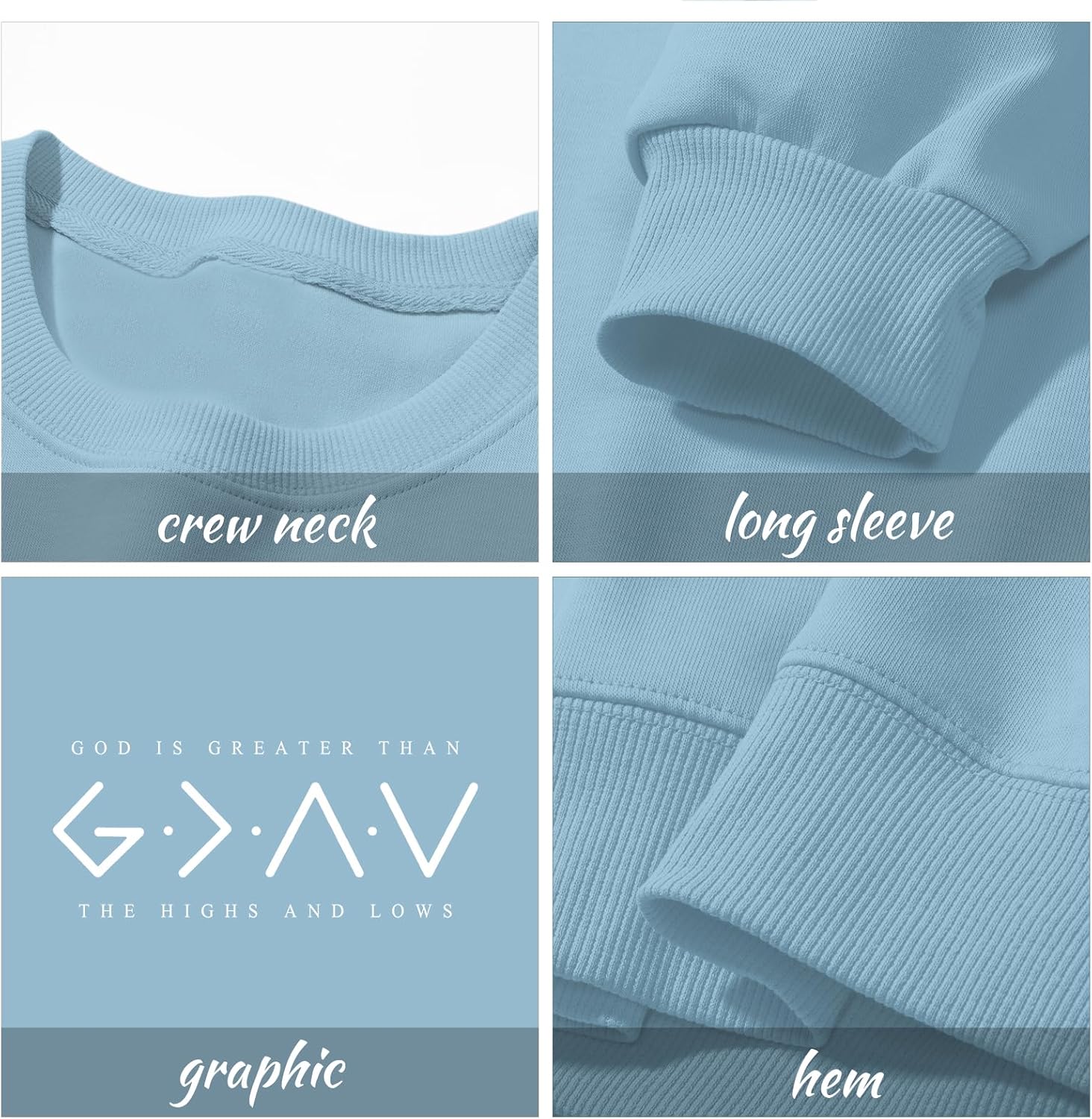 BeWithYou Christian Sweatshirts for Women God Is Greater than the Highs and Lows Sweatshirt Inspirational Bible Pullover Tops - Image 7