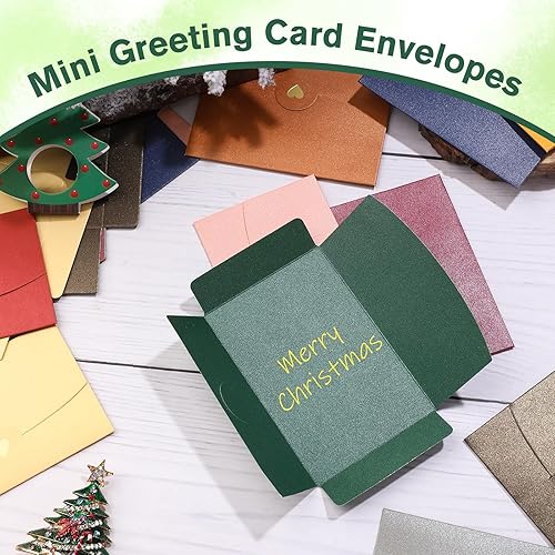 Miniatura 5 de ISKYBOB Paquete de 100 sobres para tarjetas de regalo, 4 sobres decorativos pequeños de 2.7 pulgadas con corazón dorado para tarjetas de visita,