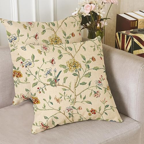 Miniatura 7 de eshabear Funda de almohada de 18 x 18 pulgadas, decoración del hogar, diseño de vid de viento chino, flor de algodón, funda de cojín para sofá (18 x