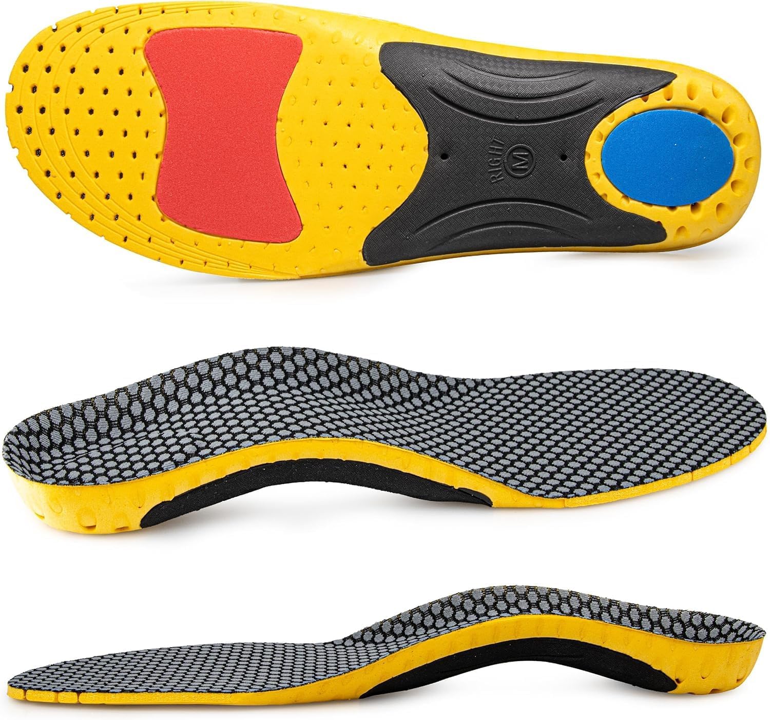 ELECDON Insole, Super Support Foot, for Flat Feet Arch, Insert for Severe Flat Feet, Plantar Fasciitis, Feet Pain, Foot Valgus for Man And Woman (M: 42-44)