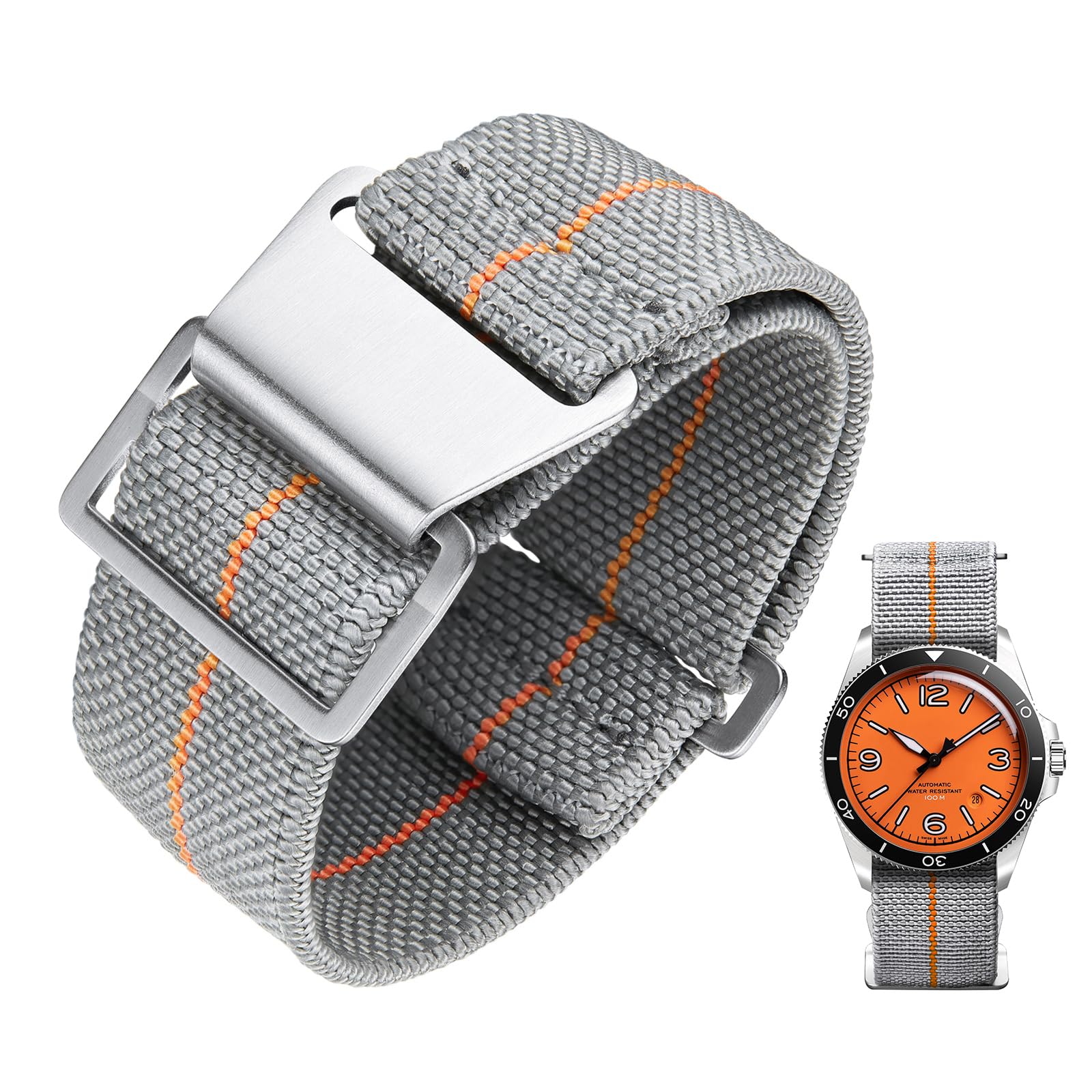 BINLUN Elastisch Nylon Uhrenarmband 18mm 20mm 22mm Parachute Marinetaucher Fabric Stoff-Armbänder Militär Ersatzband für Uhr Damen&Herren - Upgrade Hakenverschluss