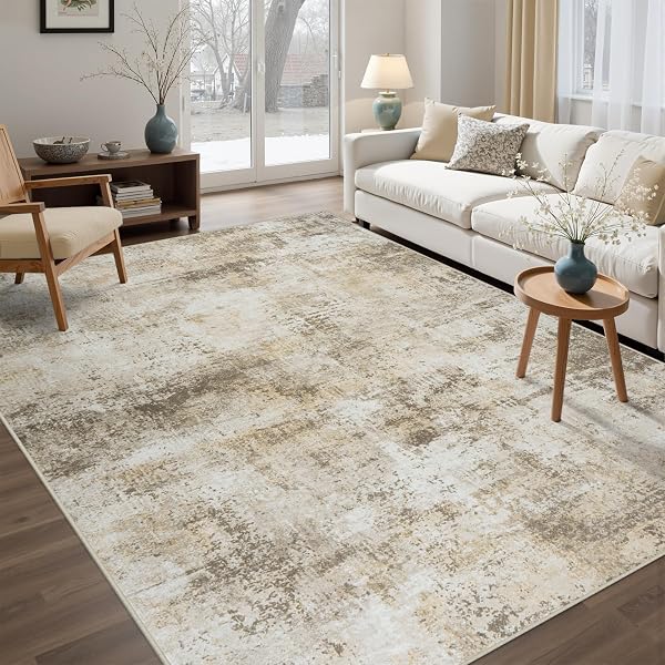 Area Rug for Living Room Bedroom, Soft Abstract Washable Rug with Anti-Slip Backing Non-Shedding Stain-Resistant Foldabl