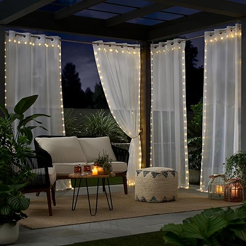 Miniatura 6 de Eclipse Starlight - Cortinas transparentes con ojales sin gancho con luz LED, con control remoto, uso como cortinas de dormitorio, divisor de