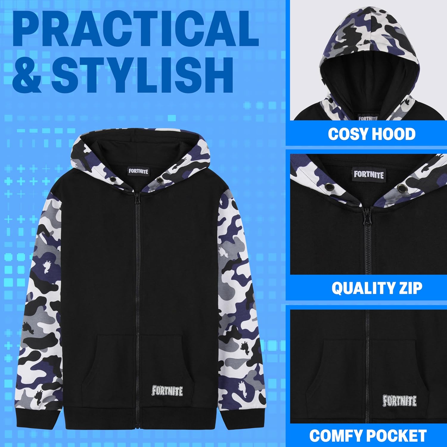 Fortnite Hoodies for Boys Teens Hooded Pullover Zip Up Sweatshirt Youth Hoodie - Image 5