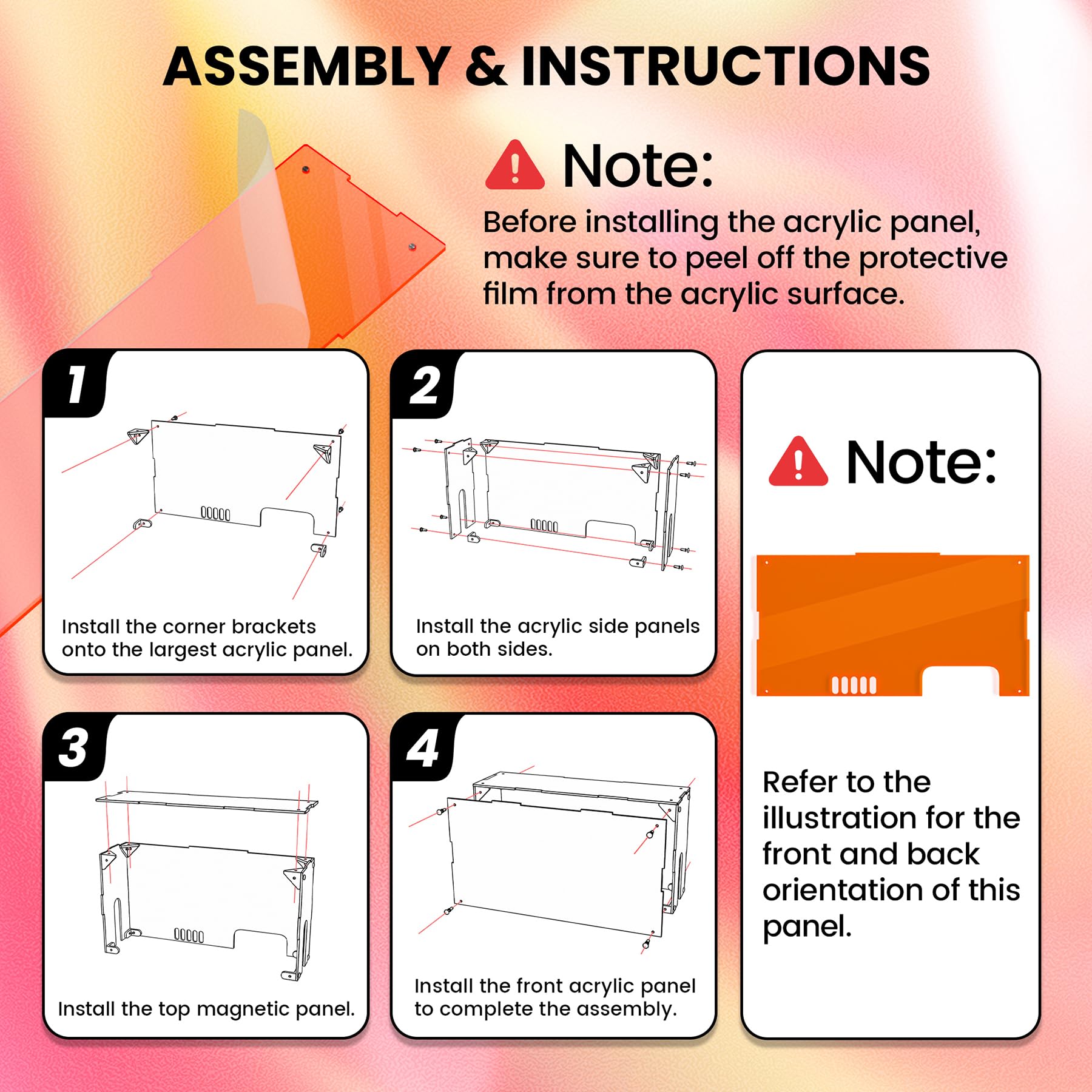 PlayVital Funda Antipolvo Acrílica para Nintendo Switch 2 (2025), Caja Protectora Impermeable para Consola y Base de Carga, Caja de Presentación, Carcasa de Protección para Switch 2 (Naranja Claro) - 2