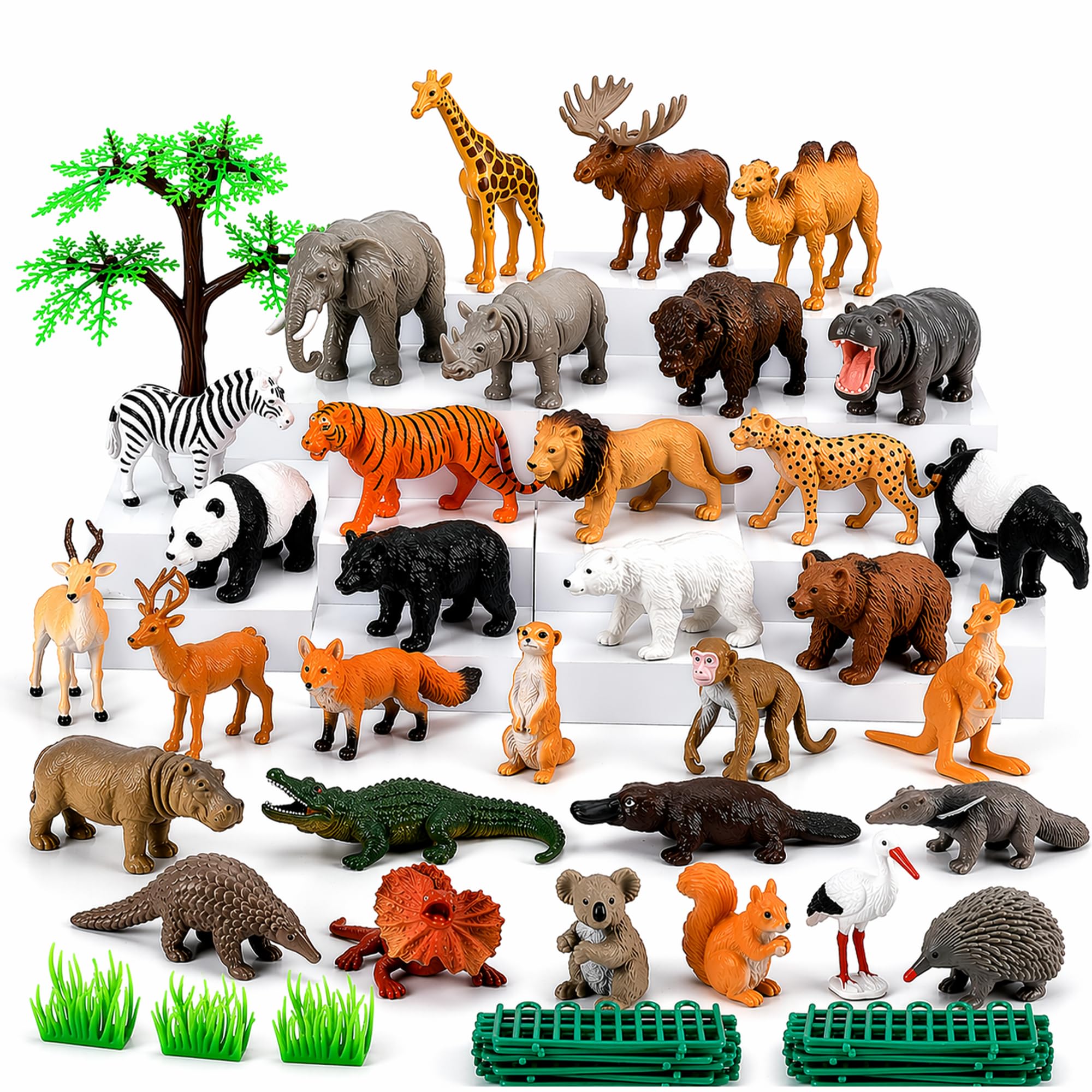 Animals Set for Kids | Safari Animal Figures & Zoo Animal Toys with Trees, Fences & Mini Animal Figurines |50+ Pieces| Toys for Kids 3-5 Years-image-12