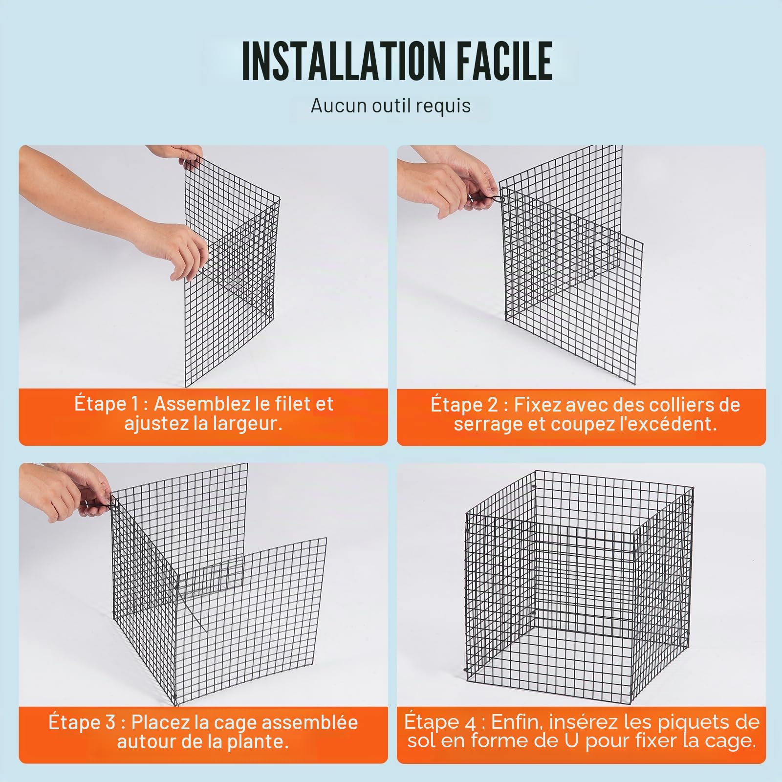 VEVOR Cage à Plantes Contre Animaux, Lot de 10, Grillage de Protection pour Plantes Fleurs légumes, 30,5x30,5 cm, 40 Mailles métalliques, Protecteur pour empêcher Lapins, Poules, écureuils d'entrer