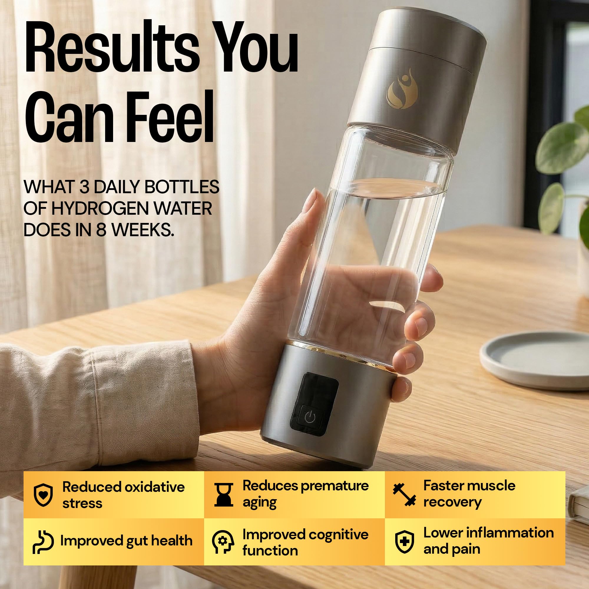 Premium Wasserstoff-Wasserflaschengenerator ≤ 4200 PPB 270 ml Wasserstoff-Wassermaschine, neueste SPE/PEM-Technologie, tragbare Hydro-Wasserflasche & Ionisator für Zuhause, Büro