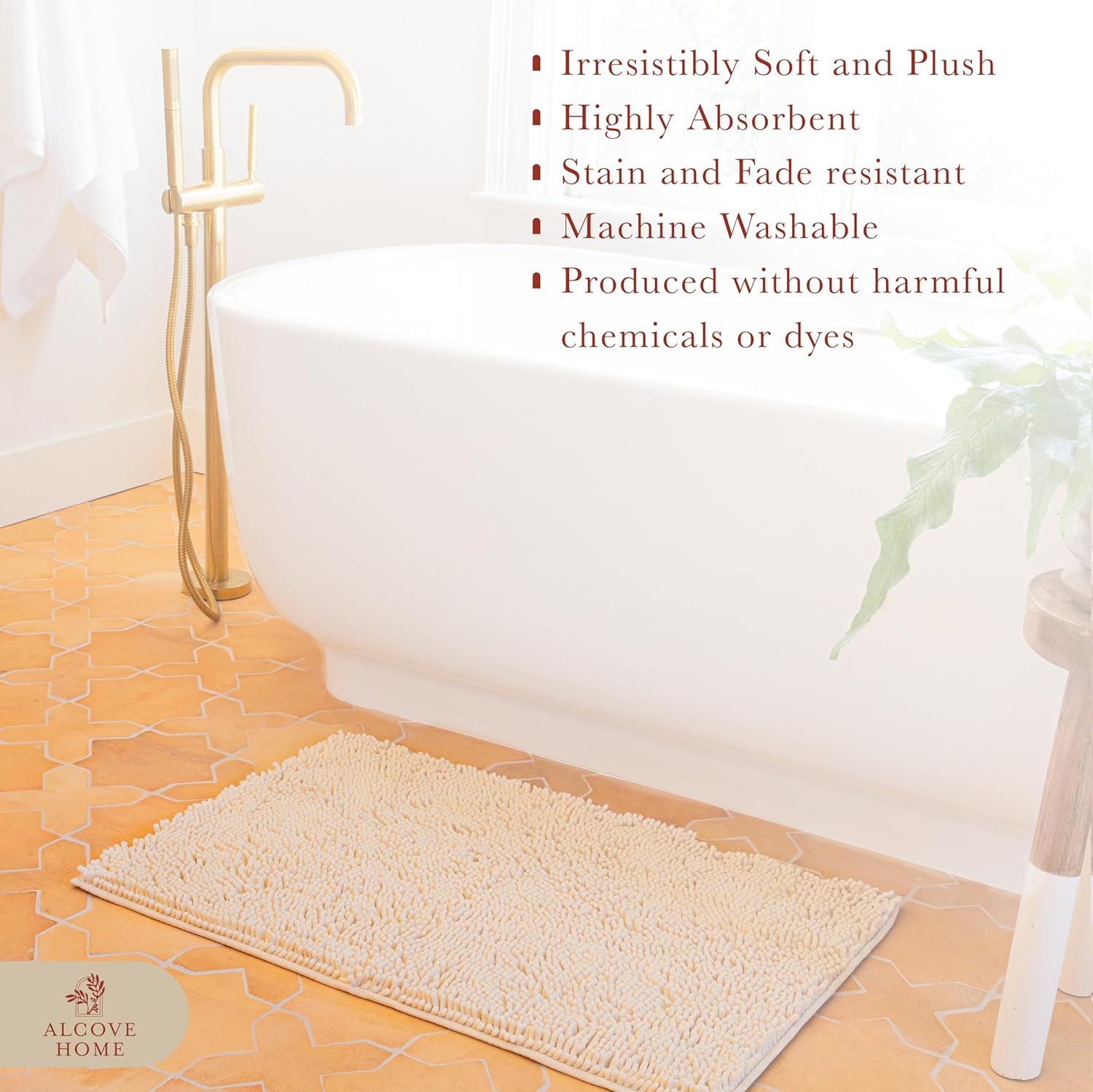 Highly Absorbent Bath Rug & Other Measurements - Elegant Gray Color Bathtub Mat, Machine Washable, Non-Slip & Ideal for Your Bathroom Floors, Bathtubs & Showers