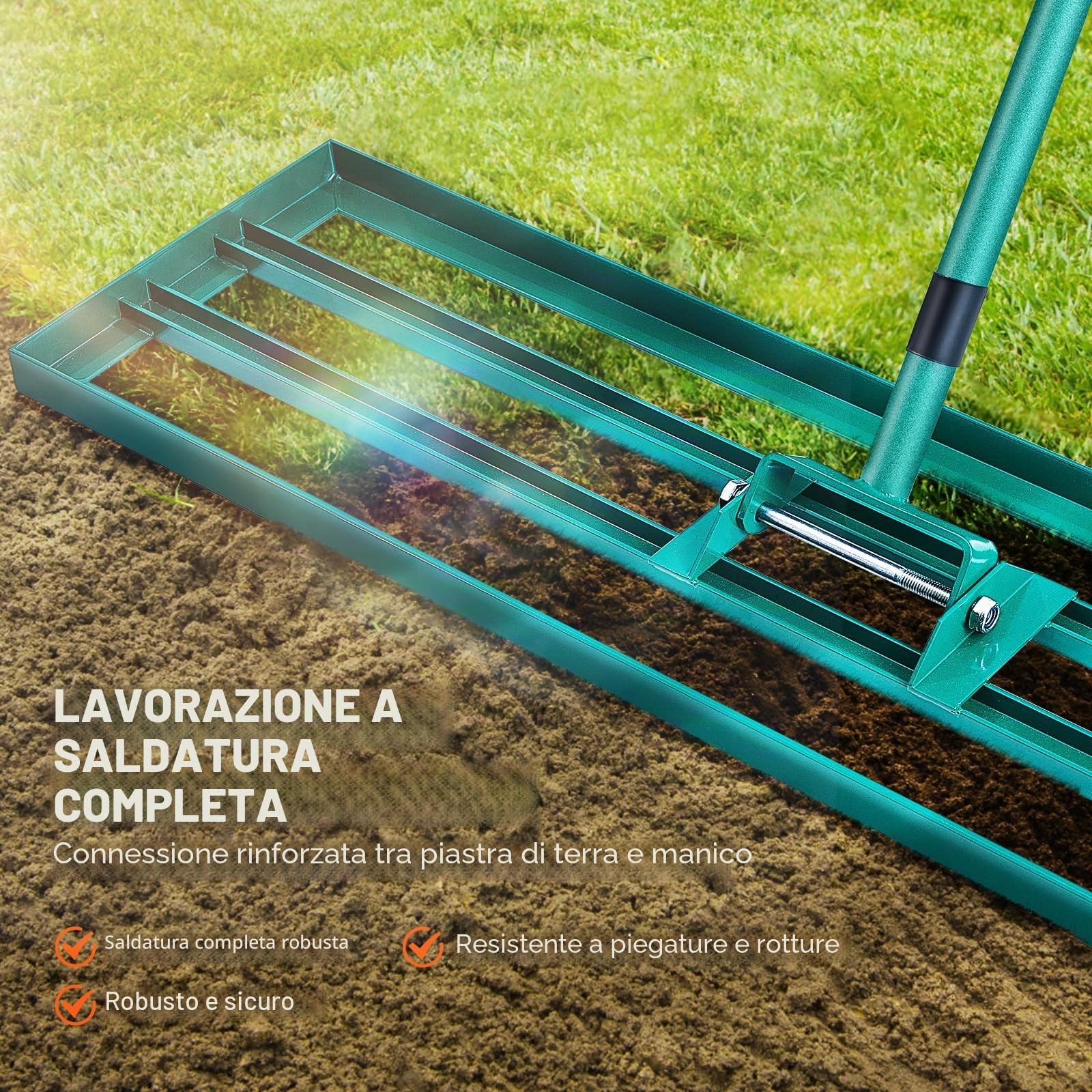 VEVOR Rastrello Livellatore per Prato 914x254 mm Livellatore Manico in Acciaio Piastra di Base da 1981 mm, Rastrello Livellatore per Prato in Lega di Alluminio per Prato Giardino Campo da Golf Erba