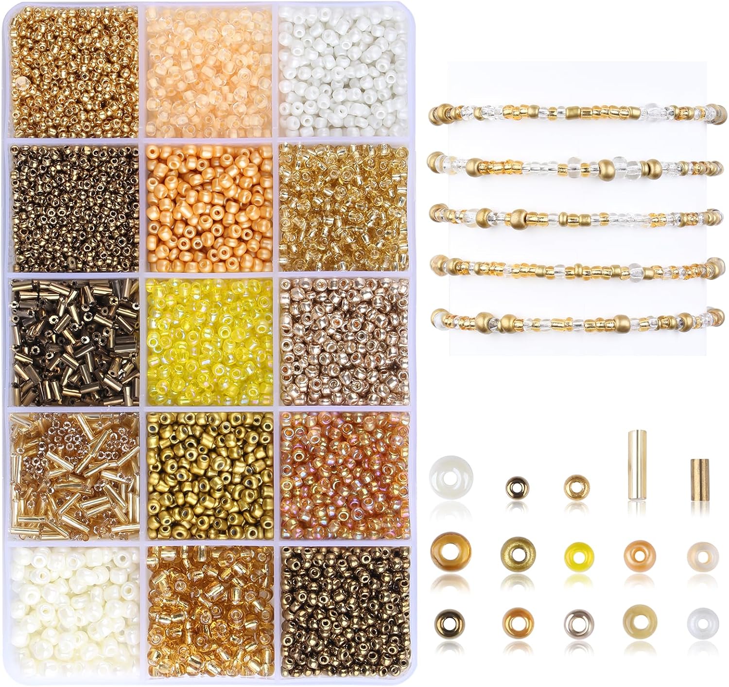 Gold Seed Beads for Jewelry Making Glass Bugle Beads for DIY Craft