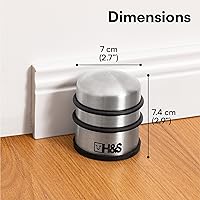 Vista 3 de H&S Tope de puerta resistente con anillos amortiguadores de goma, tapón móvil para interiores grandes, peso de metal para puertas pesadas, fácil