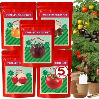 5 Tomato & Tomatillo Garden Seeds Variety Pack - Non-GMO Heirloom Tomato & Tomatillo Seeds with Planting Tools, All-in-One Growing Kit for Christmas Gift & Indoor Home Gardening