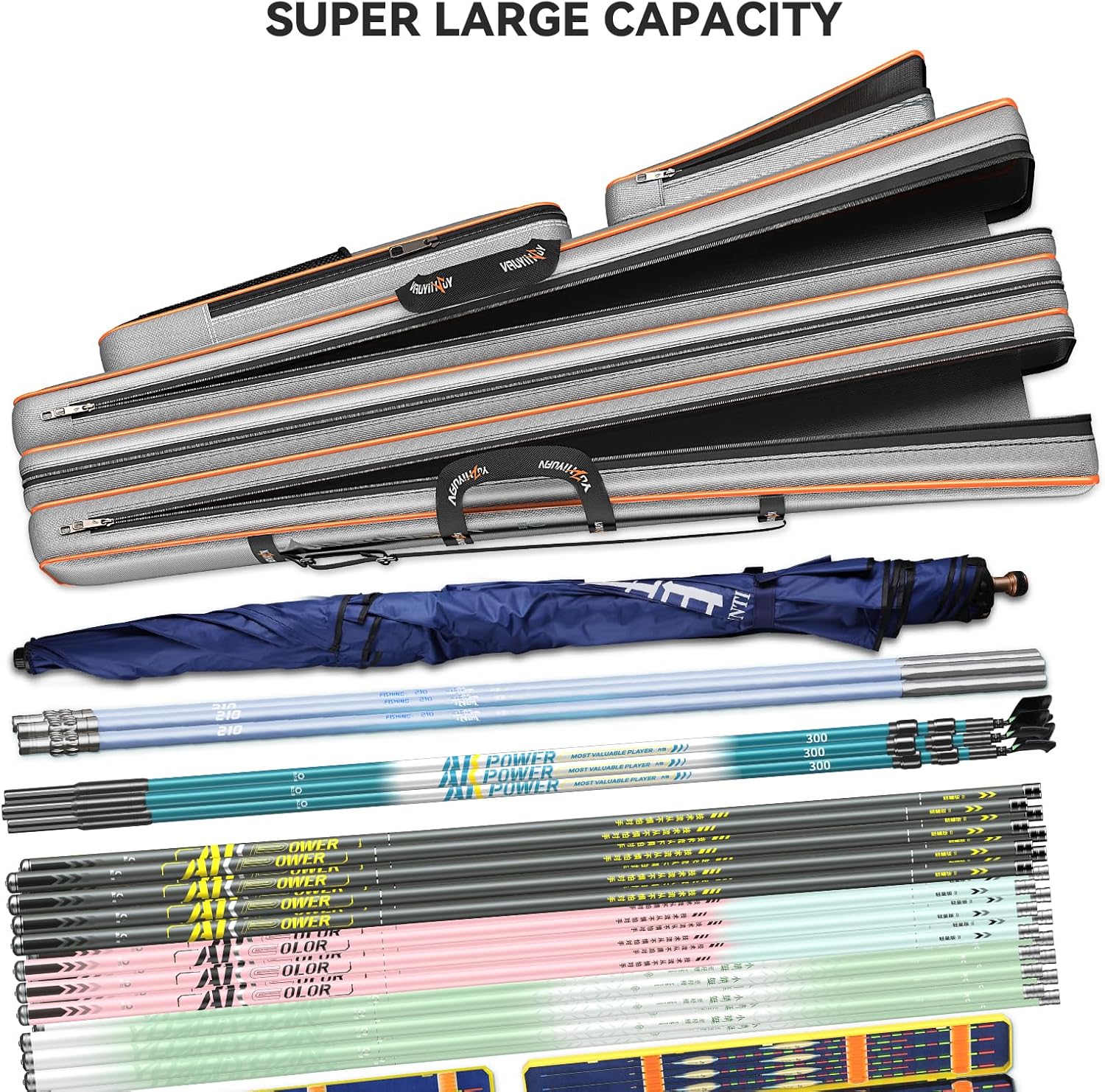 Fishing Rod Case & Bag Triple-Layer - 1680D Oxford, Wire-Reinforced Anti-Deforming, Foldable Portable, Quick-Access Compartments, Fishing Gift for Men Anglers