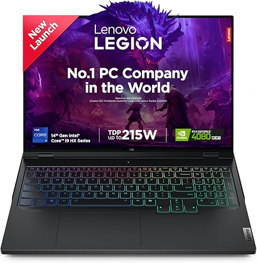 Lenovo Legion Pro 7 Intel Core i9-14900HX 16″ (40.6cm) WQXGA IPS 500Nits 240Hz Gaming Laptop (32GB/1TB SSD/Win 11/Office 21/NVIDIA RTX 4080…