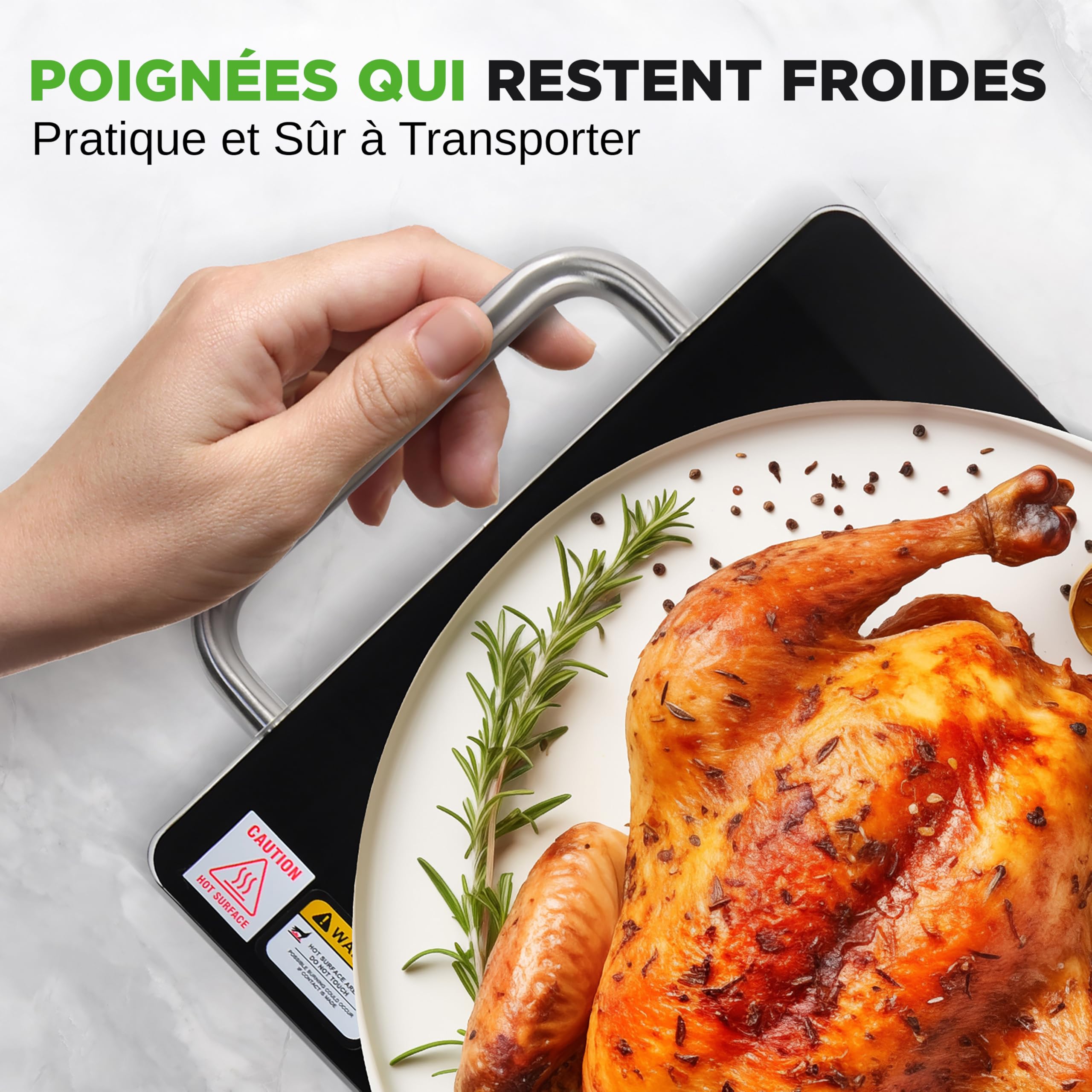 NutriChef Grande Plaque Chauffante – Plaque de Cuisson Électrique 51 × 30 cm avec Surface en Verre – Idéale pour Buffets, Fêtes, Traiteur & Restaurants, Noir