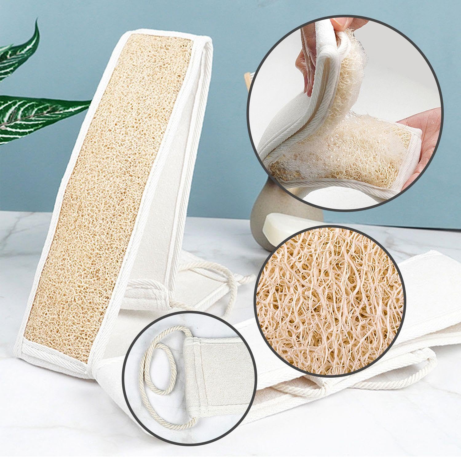 1 Original Color Zipper, 1 Original Color Oval Bath Towel, 1 Soap Bag, Men'S Back Scratcher, Loofah Sponge, Exfoliating Towel, Shower Loofah - Image 3