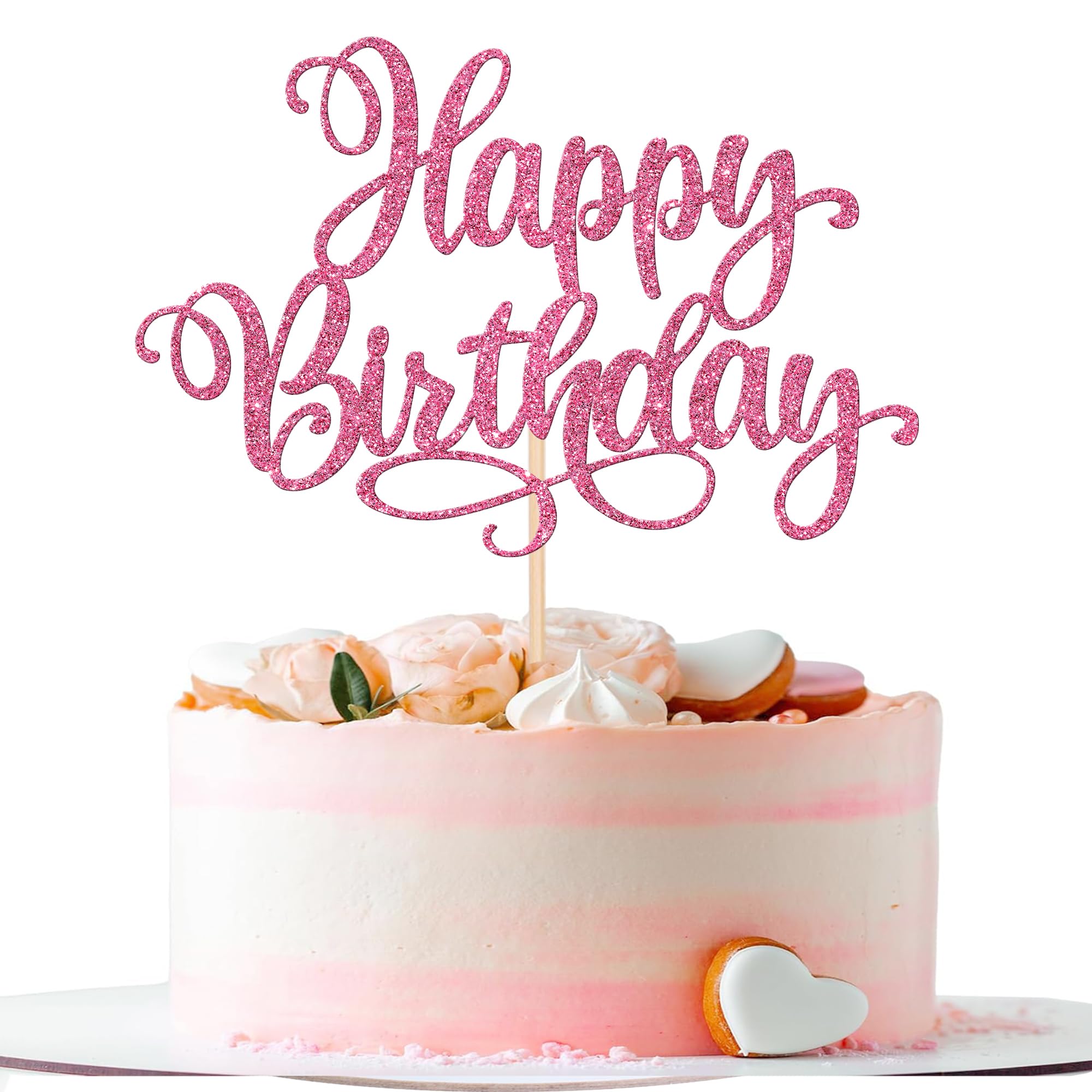 ZHUOWEISM 1 PCS Happy Birthday Cake Topper Glitter Happy Birthday Cake Pick for Celebrating Happy Birthday Anniversary Party Cake Decorations Supplies