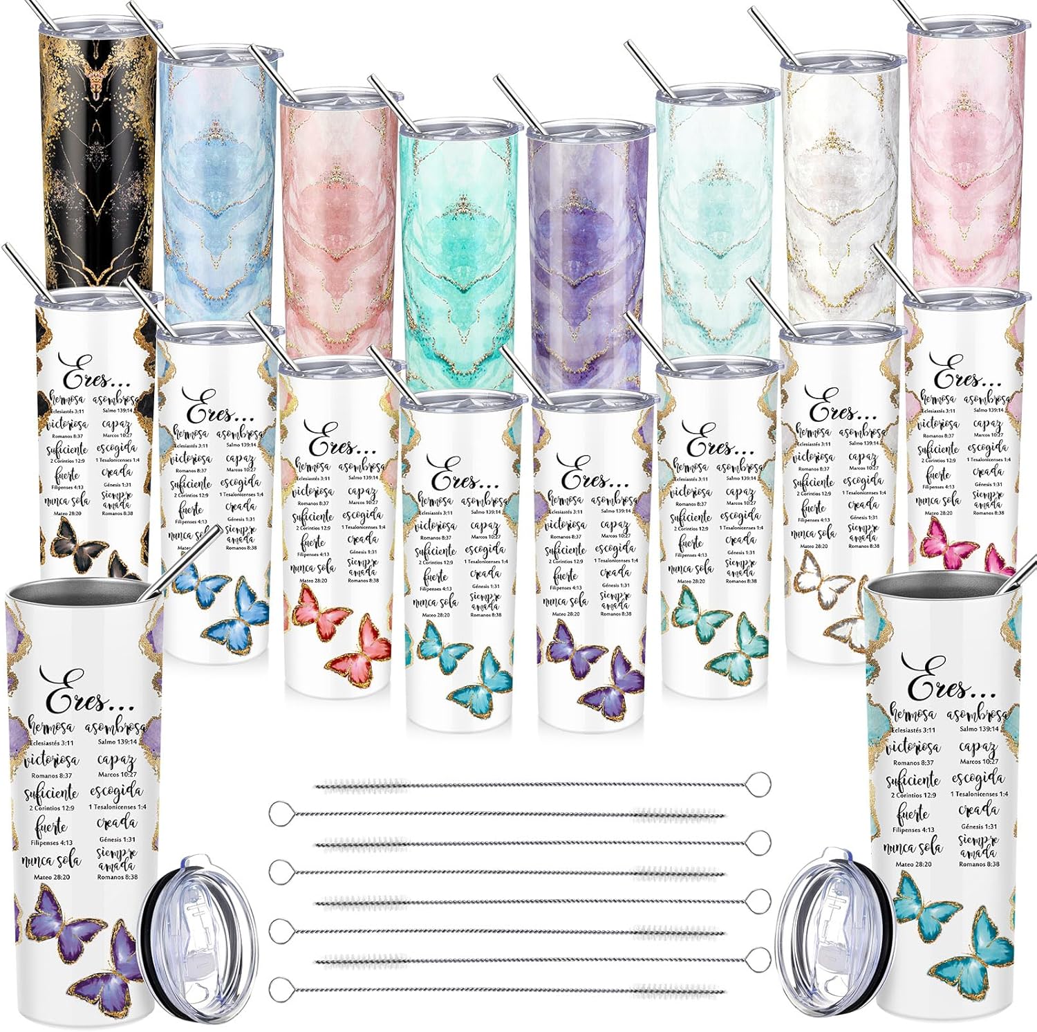 Patelai 8 Pack Christian Tumblers Bulk for Women, Bible Verse Cups, Church Group Gifts, Mothers Day Christian Gifts for Mom, Religious Gift for Women, Bible Study, Grandma, Sunday School, Nurse