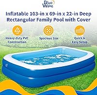 Vista 2 de Piscina inflable familiar Blue Wave con cubierta – piscina inflable rectangular de 8.5 pies x 5.75 pies x 1.8 pies para niños y adultos – Piscina