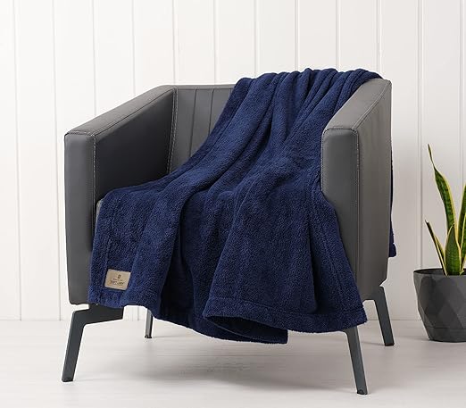 American Soft Linen Bedding Fleece Blanket Throw Size 50x60 inch Plush Fuzzy Cozy Soft Blanket for Bed, Sofa, Couch, Navy Blue