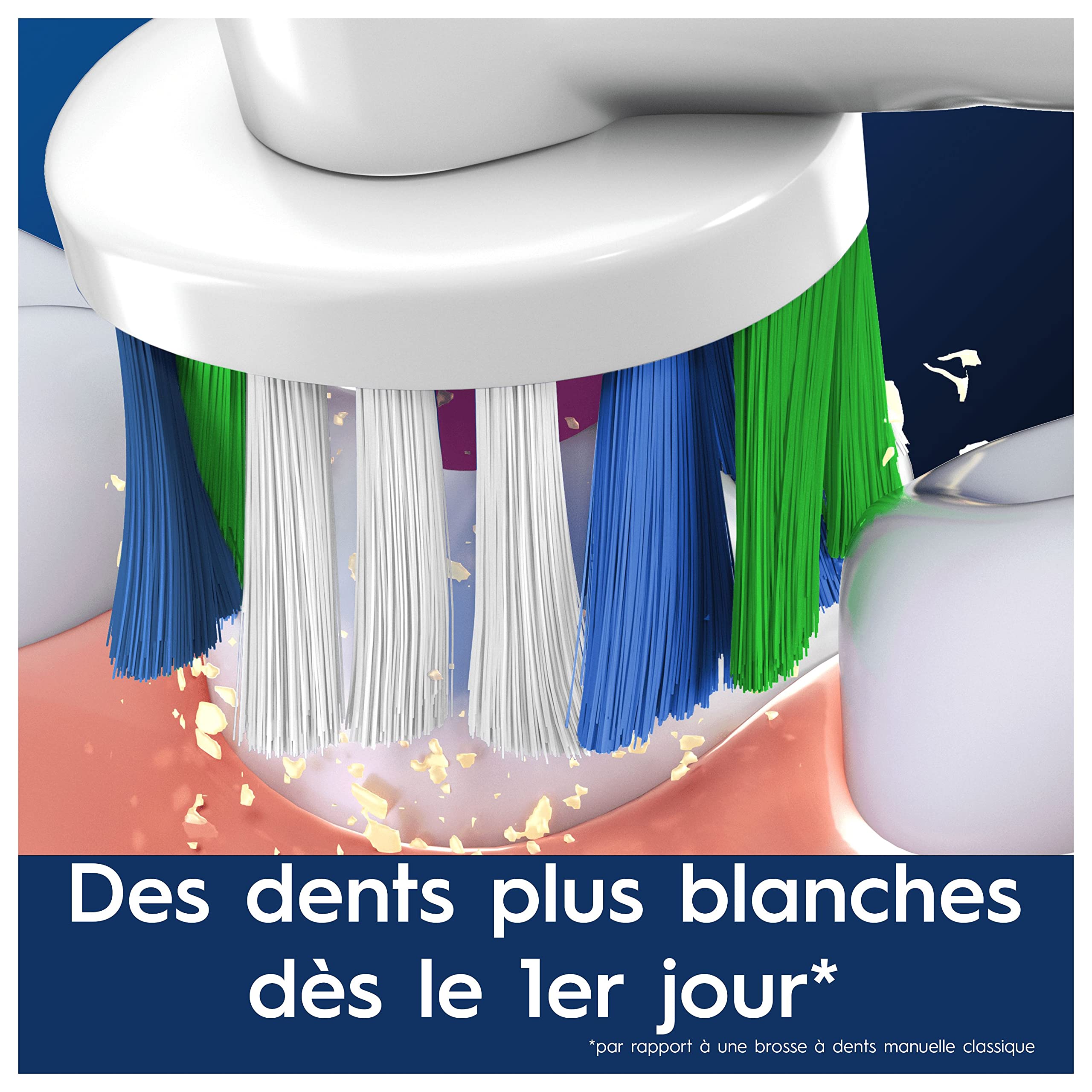 Oral-B Brossettes de Rechange 3D White, lot de 4, Blanches | Recharges Brosse à Dents Électrique Pro, Blanchiment avec une Coupelle de Polissage