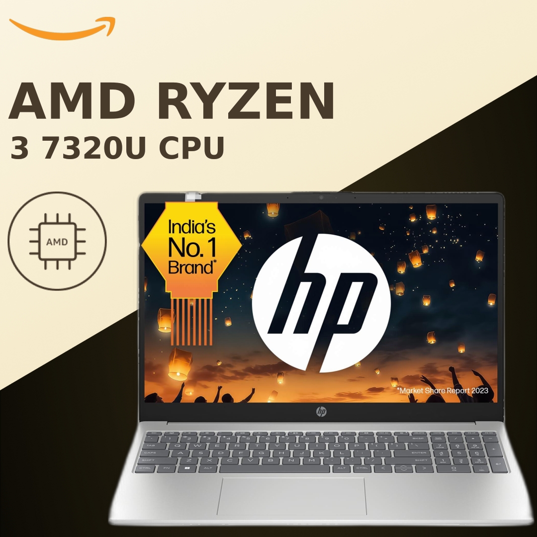 HP Laptop 15, AMD Ryzen 3 7320U, 15.6-inch (39.6 cm), FHD, 8GB