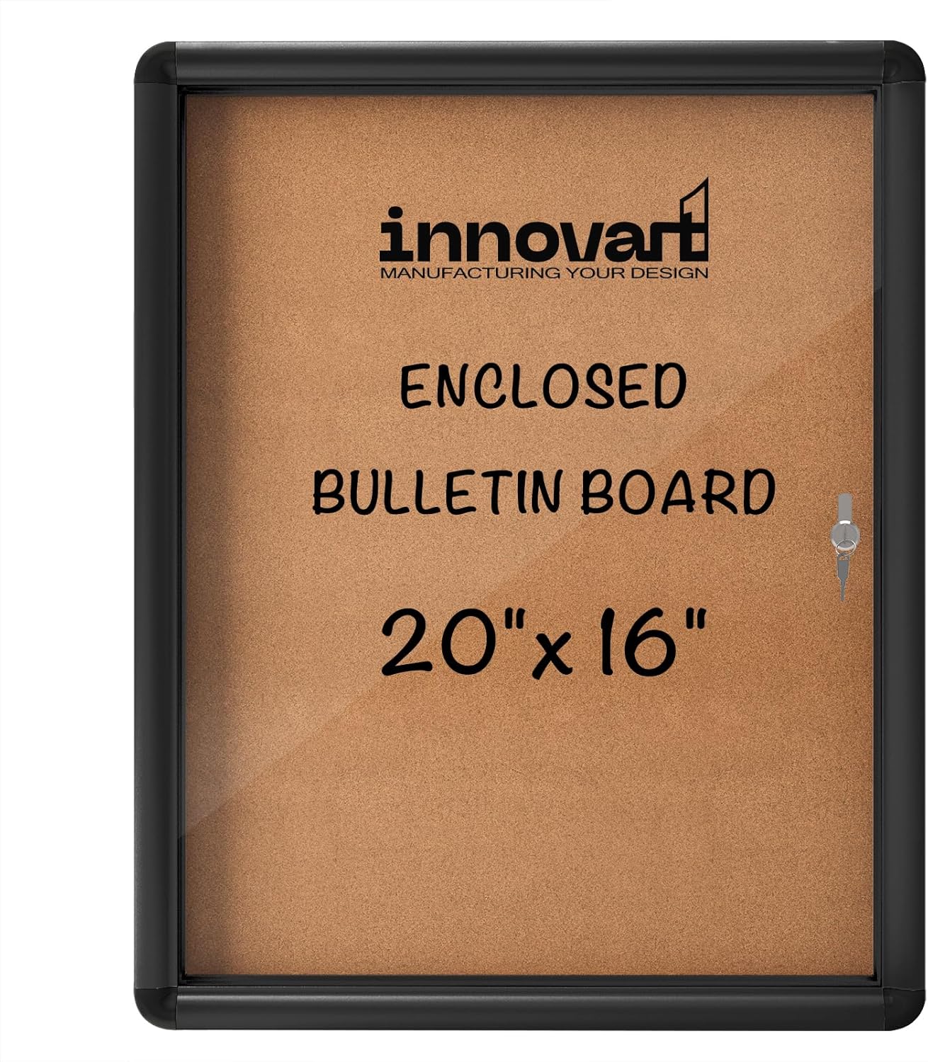 INNOVART Enclosed Bulletin Board 20”x16”, Lockable