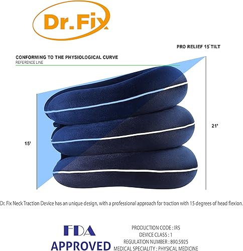 Miniatura 3 de Dr Fix Dispositivo de tracción cervical para alivio instantáneo del dolor de cuello en casa  Banda elástica (azul oscuro, 12-17)