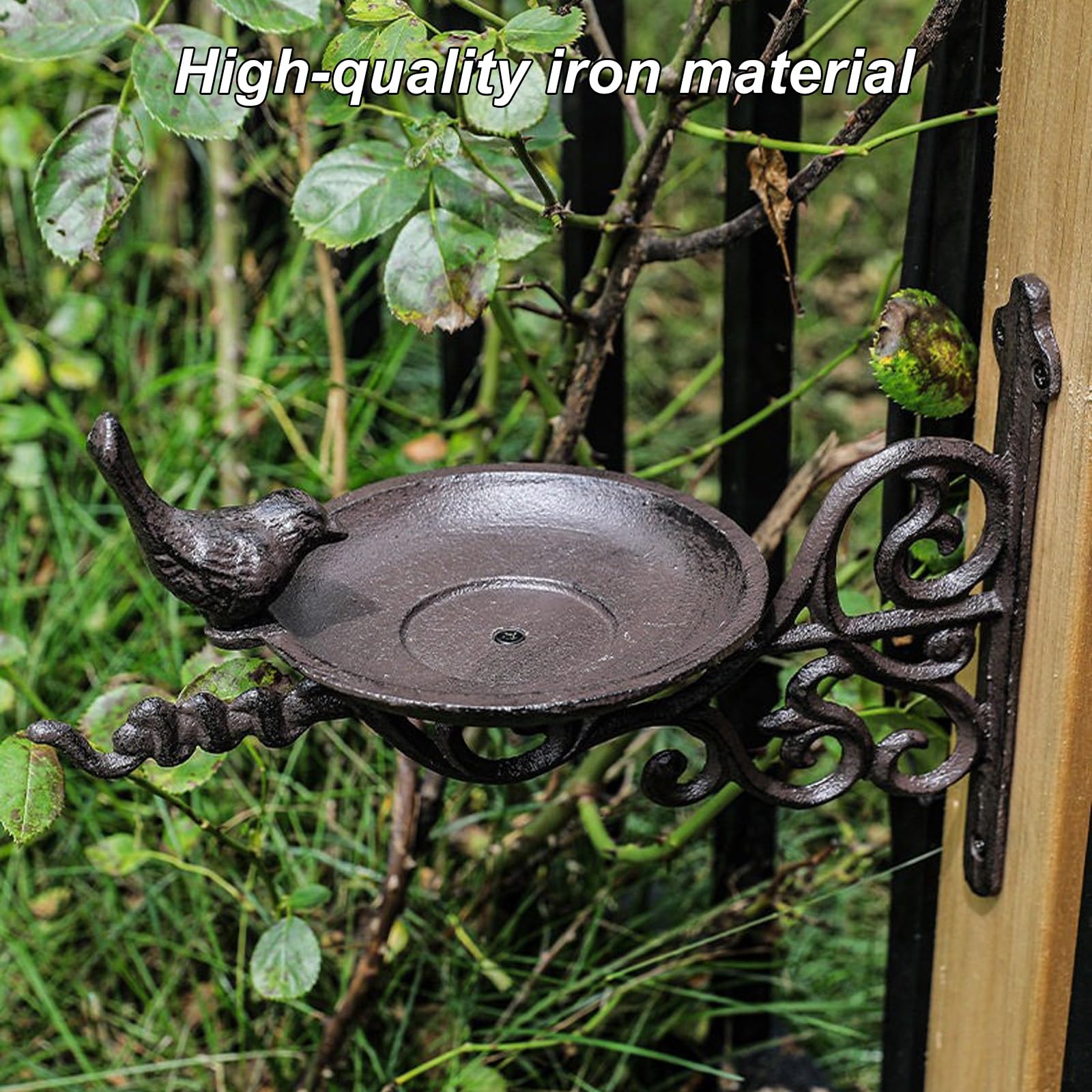 Comedero Metálico para Pájaros, Comedero Pajaros Exterior, Estilo Retro, Resistente al Viento y la Lluvia, Ideal para Patios y Jardines(A)