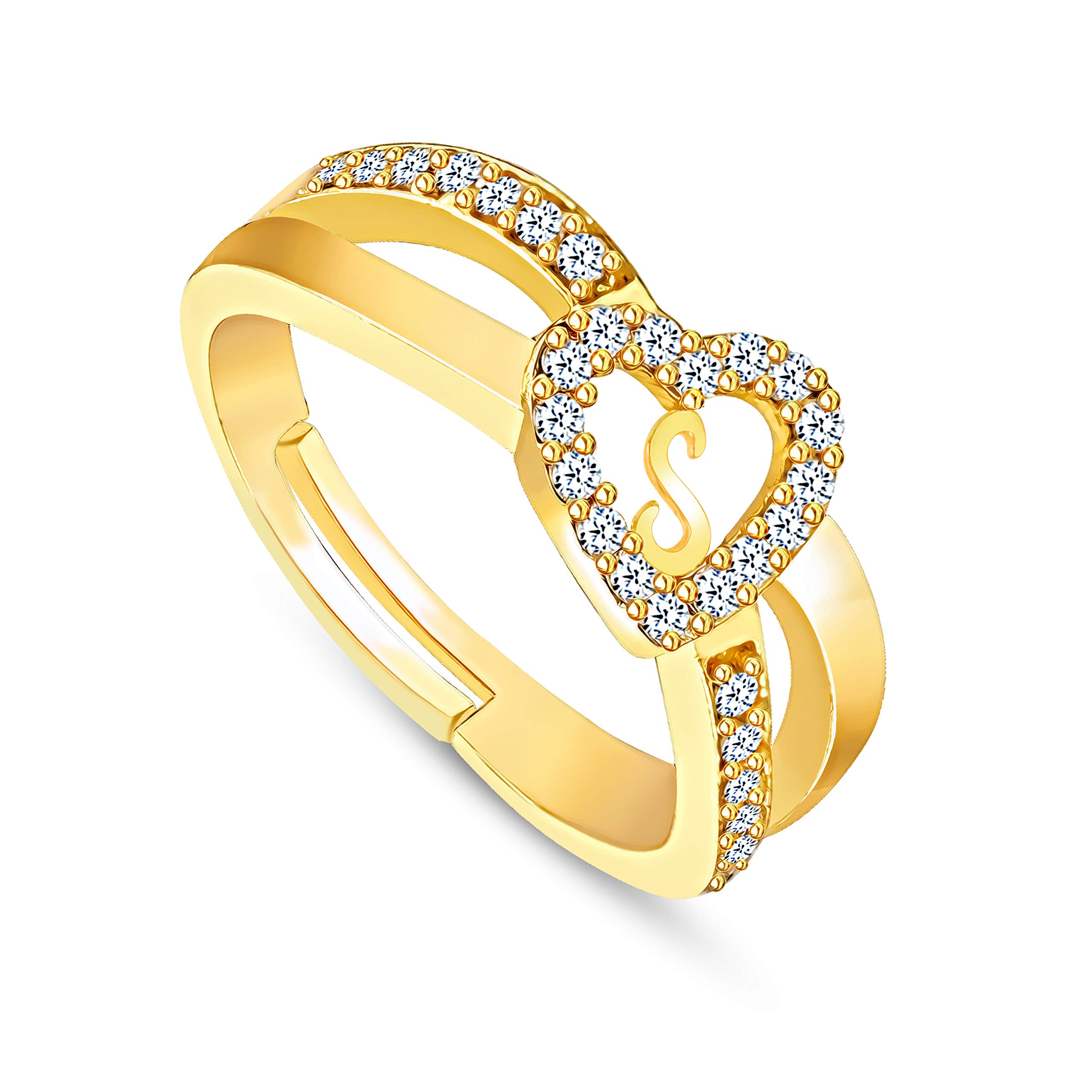 Kanak Jewels Valentine love American Diamond Adjustable Heart Gold Initial Letter Name Alphabet S Ring for Women Girls Girlfriend Men Boys Couples Lovers Design Ring (B08W8G3GSP) Amazon Price History, Amazon Price Tracker