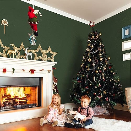 Miniatura 5 de Abyssaly - Papel tapiz verde oscuro para despegar y pegar, extraíble, papel adhesivo con textura de seda en relieve, 23.6 x 196.8 pulgadas,