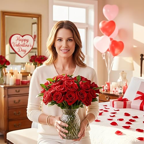 Miniatura 3 de 24 rosas rojas de tallo largo