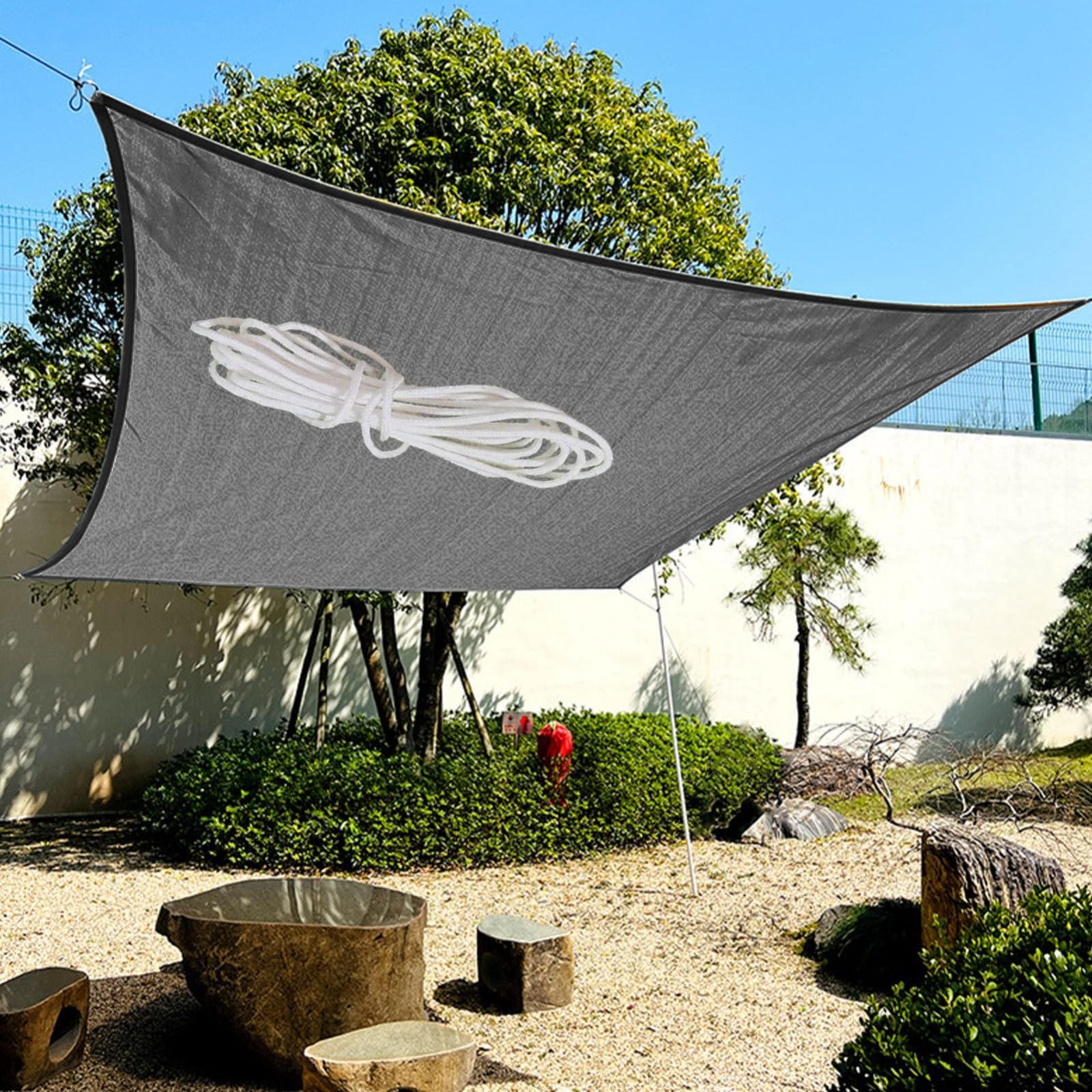 Rectangle Sun Shade Sails, HDPE Material 185 GSM Heavy Duty Air Permeable Curved Cloth for Commercial and Residential(Grip,3x3m)