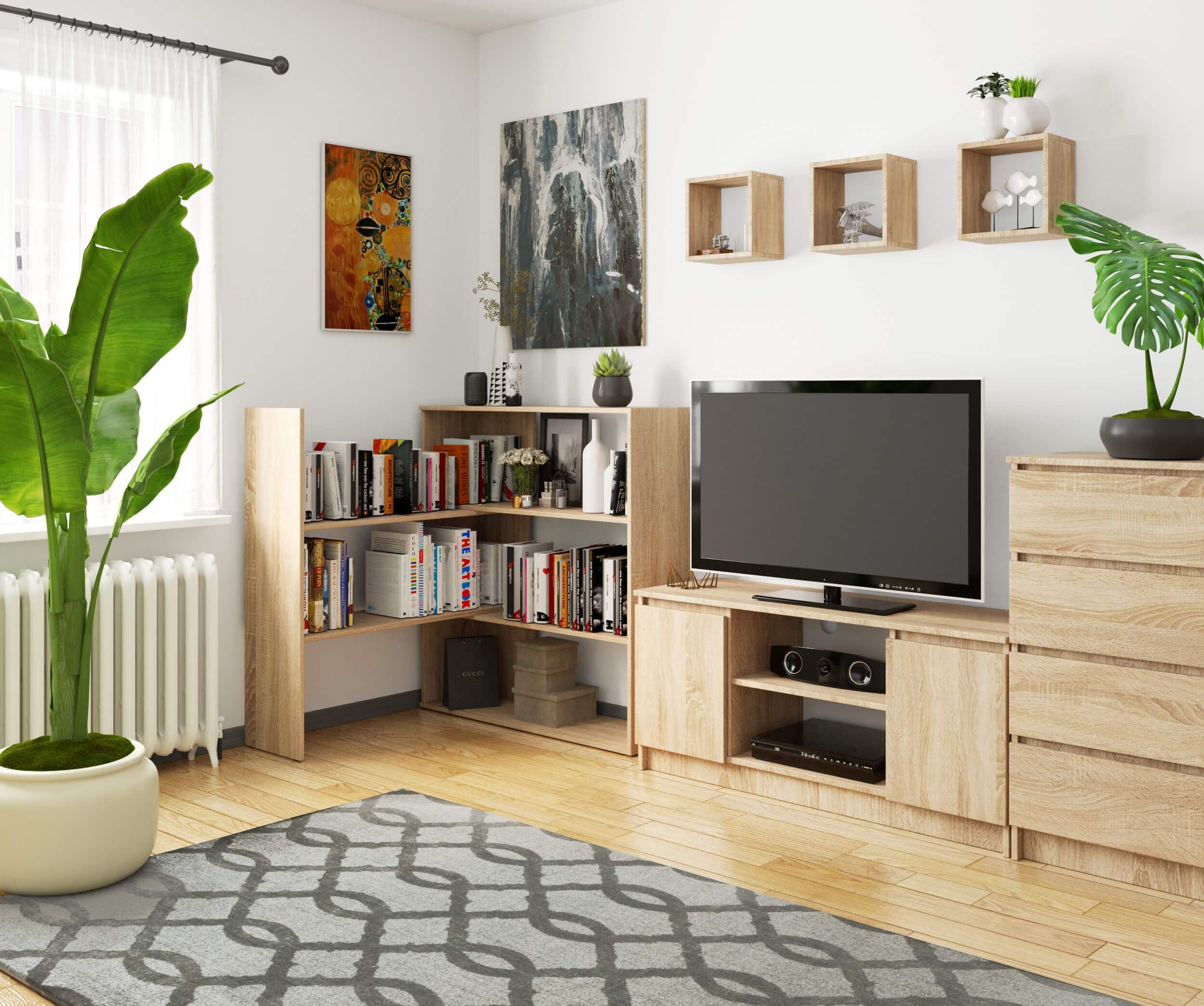 AKORD Bücherregal Twist 173,6 cm | Mini Twist-Schrank | Verschiebbarer Schrank | Geräumig | Praktisch | Für große und kleine Räume | B173,6 x H109,3 x T30 cm | Gewicht 35,50 kg