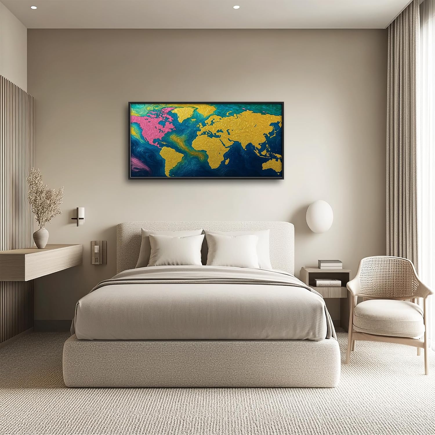 Large World Map Wall Art for Living Room Big World Map Wall Decor Travel Pictures Nautical Canvas Prints Painting Artwork Decoration for Bedroom Office Framed Gifts 30"x60" - Image 6