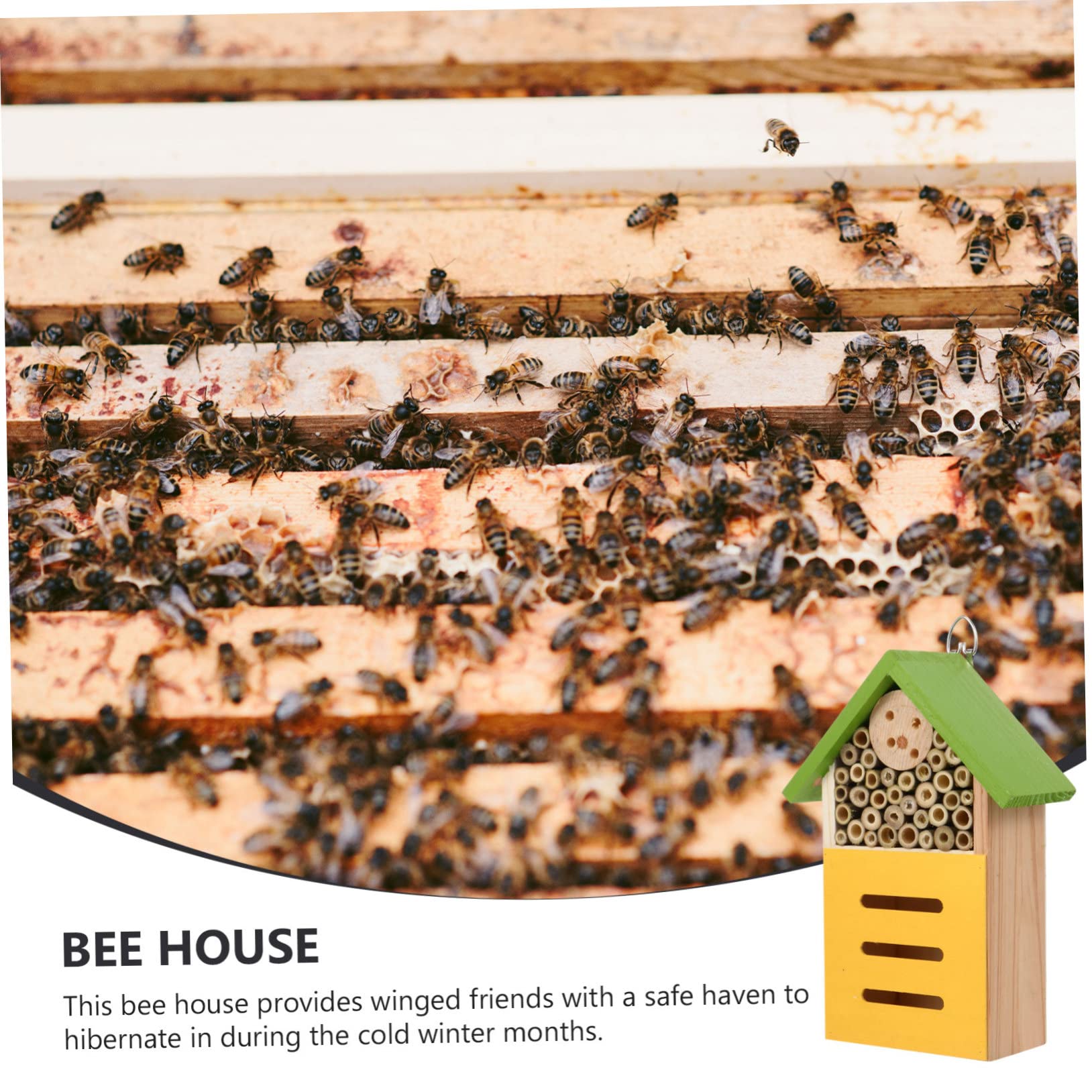 Sosoport Hängendes Holzhaus für Bienen mit Eisenhaken Dekoratives Gartenhaus Bereits Montiert für Garten als Wetterfeste Bienenhütte