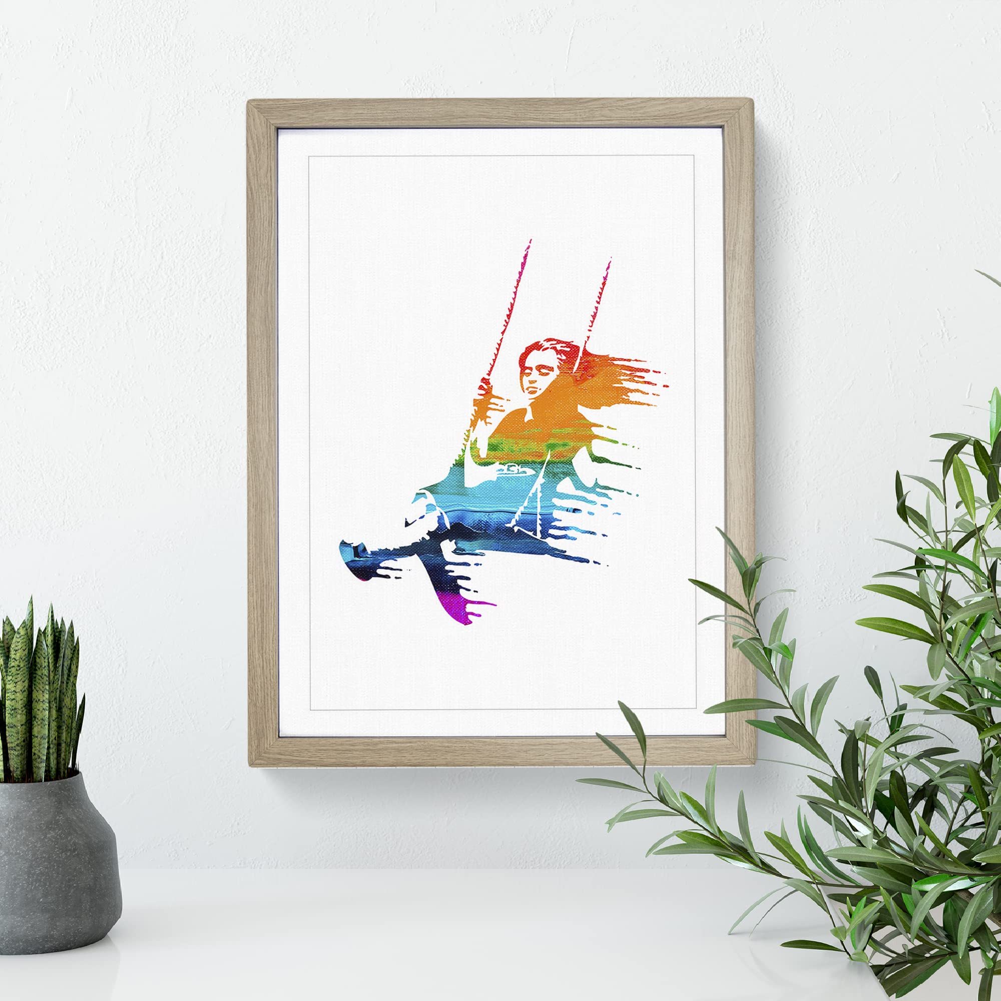 Banksy Girl On Swing Modern Framed Wall Art Print, Ready to Hang Picture for Living Room Bedroom Home Office Décor, Oak A3 (34 x 46 cm) - Image 2