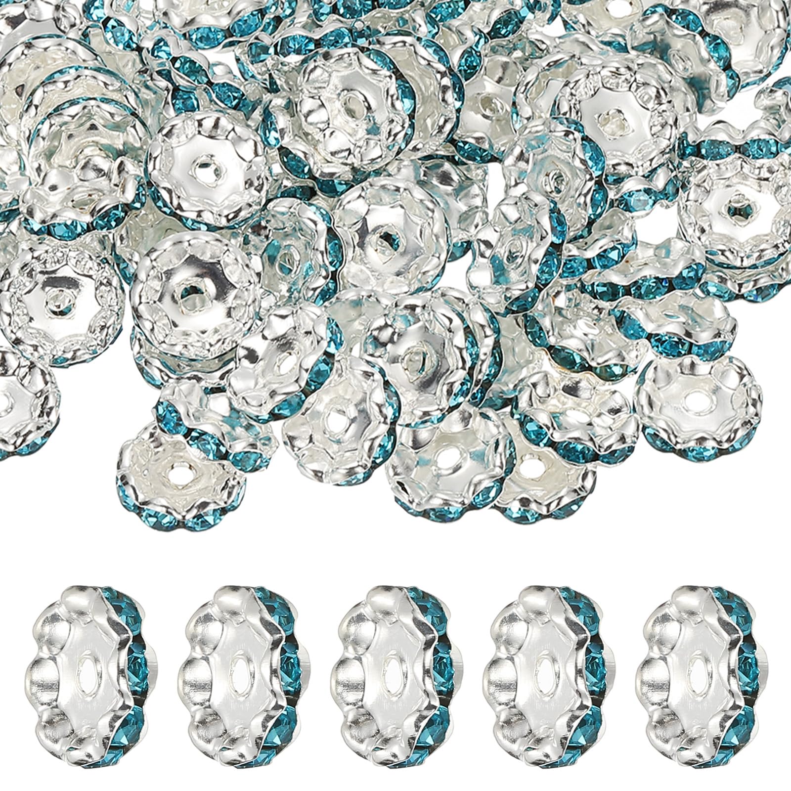 PATIKIL 12mm Wavy Rhinestone Spacer Beads