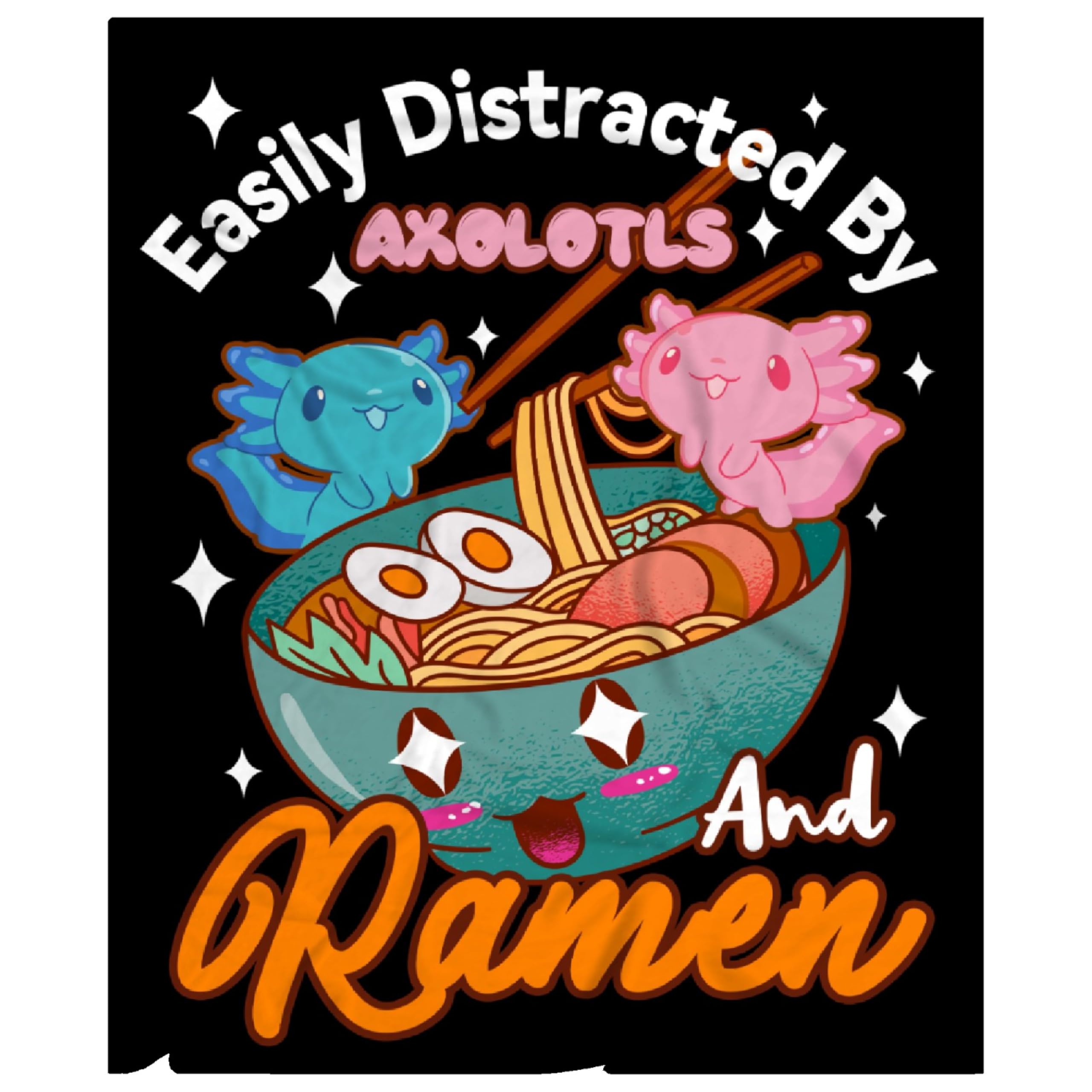 Distracted by Axolotls and Ramen Blanket Gifts for Girls Boys Women - Super Soft Cozy Warm Throw Sheet for Couch Bed Sofa Office Decor All Season 90"x120" for Whole Family
