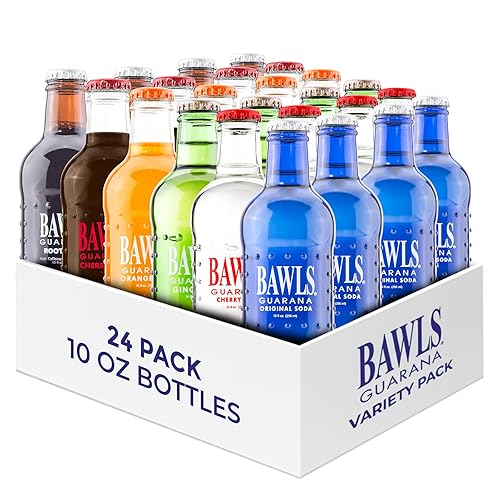 BAWLS Paquete variado de guaraná, bebida de guaraná BAWLS , refresco de guaraná, refresco alimentado con guaraná para energía, bebida con cafeína de