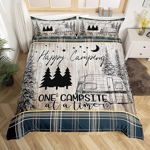 Juego de ropa de cama de camping para niños, adolescentes, niñas, niños, cámper, funda de edredón para camping, automóvil, caravana, viaje, funda de