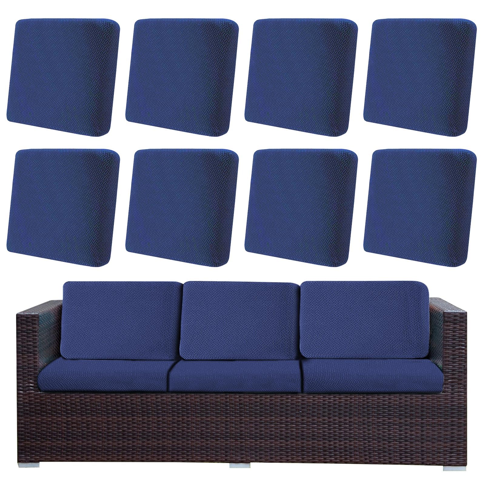 LiveGo Outdoor Patio Cushion Covers, Washable Replacement Slipcovers for Outdoor Sofa & Couch Cushions, Soft & Durable Seat Protectors for Patio Furniture (8, Navy blue) — image 1