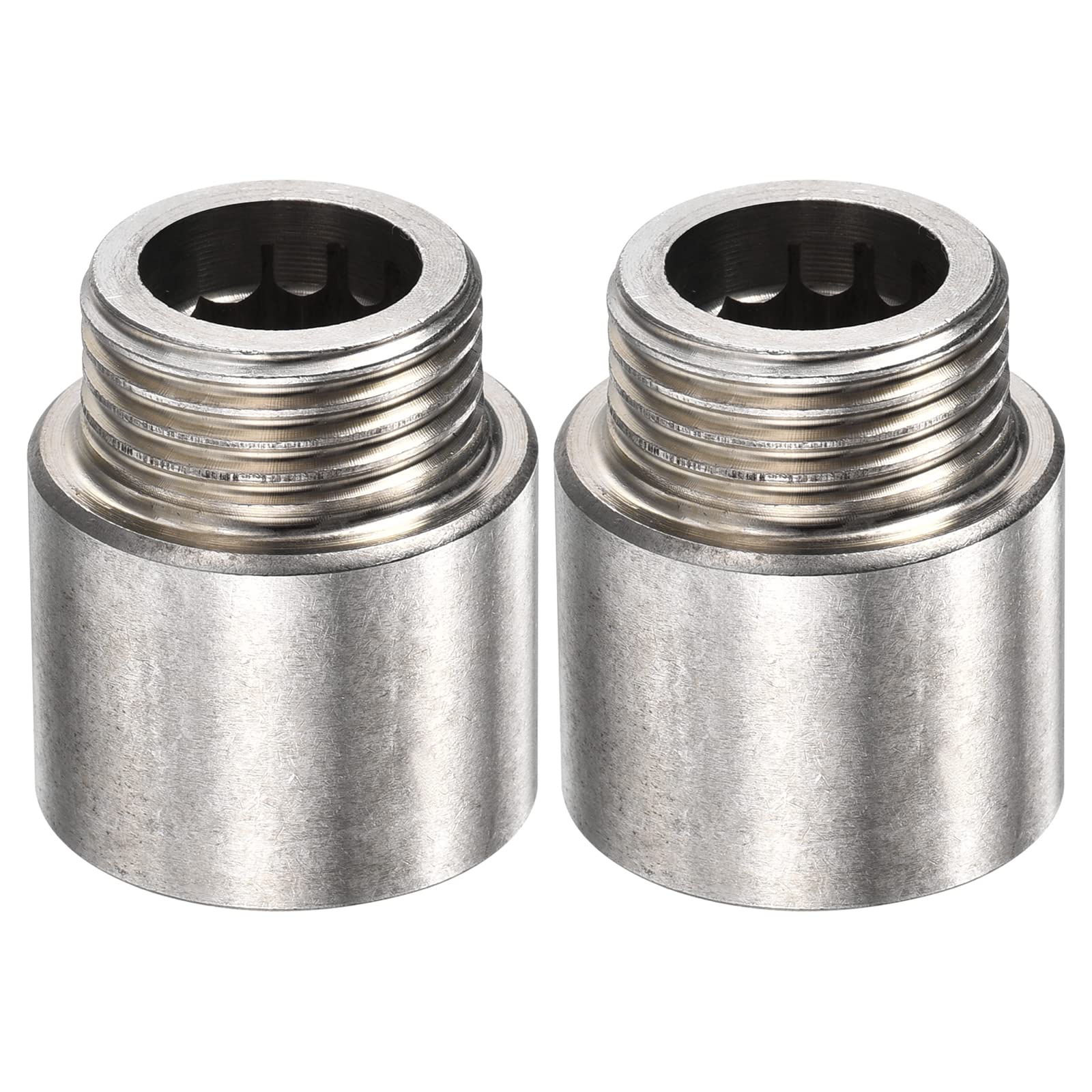 M METERXITY 2 Pack 304 Stainless Steel Male to Female Nipple Pipe Fitting Extension, Apply to Outdoor/Faucet/Industrial (G1/2 Thread, 30mm Length)