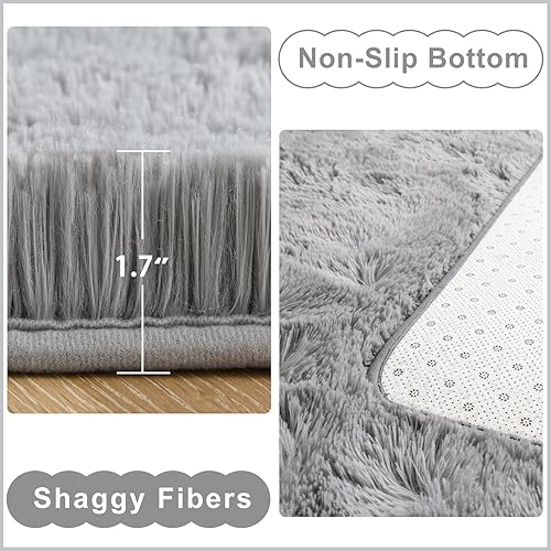 Miniatura 241 de Ompaa Alfombra esponjosa, alfombra mullida súper suave para dormitorio, sala de estar, alfombra grande de felpa de 6 x 9 pies, alfombra de pelo Negro